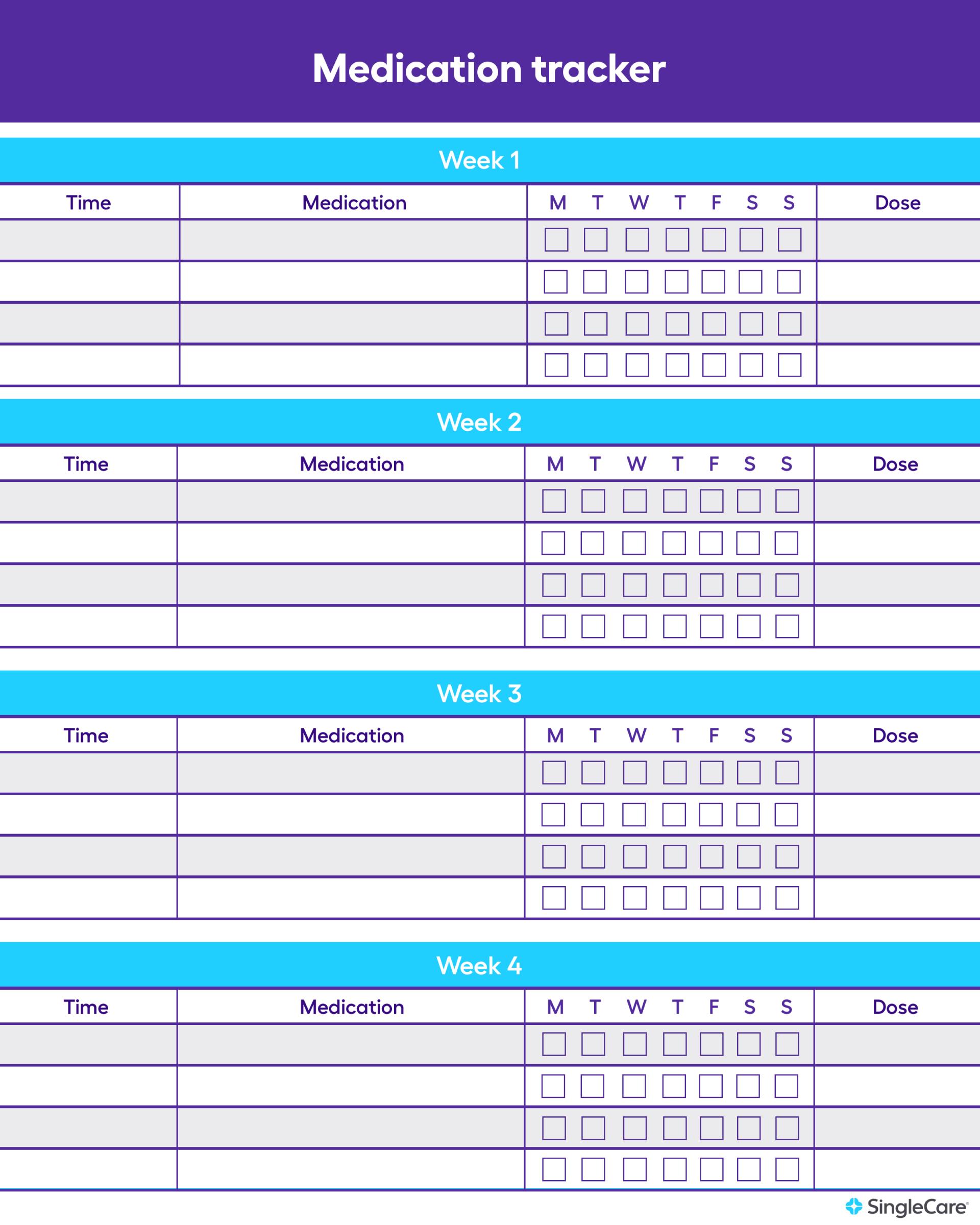 Printable medication tracker