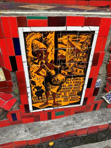 Tiles celebrating Black culture in Brazil at the Selaron Steps in Rio de Janeiro